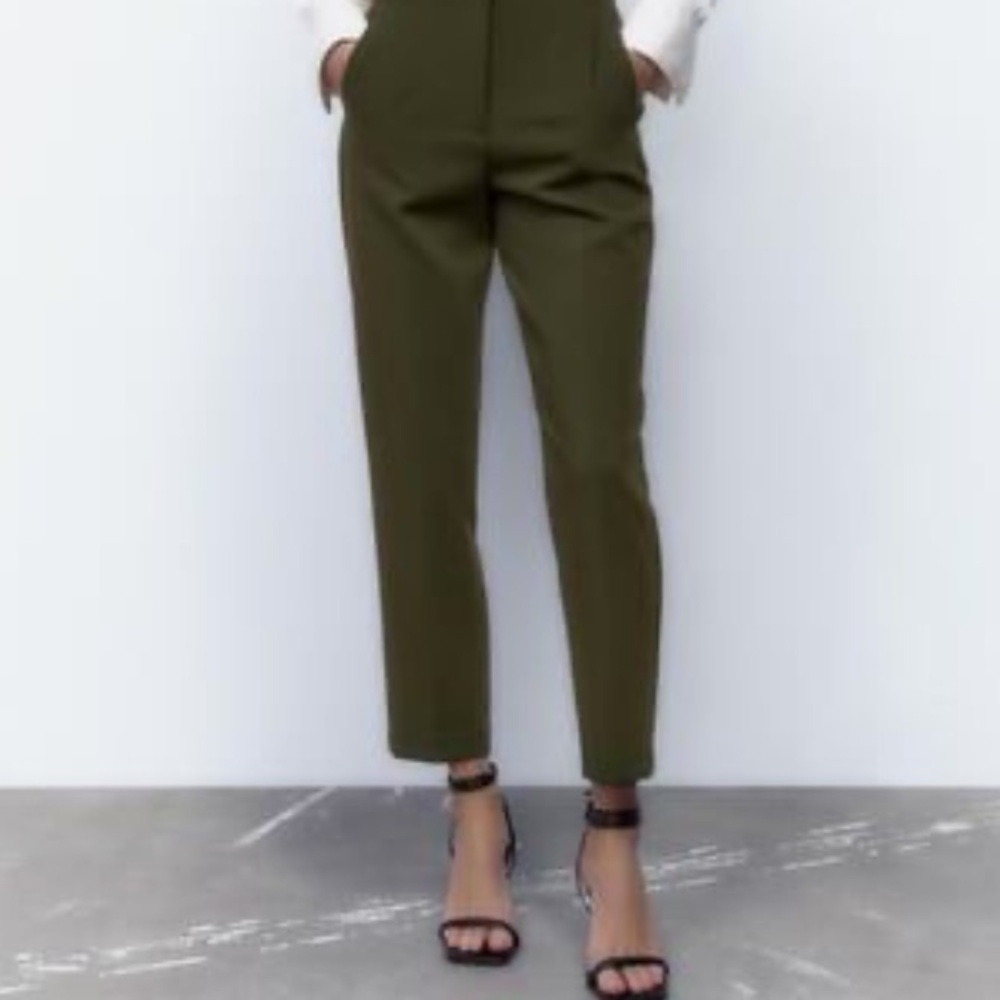 ZARA Olive Green Mid Rise Pants
